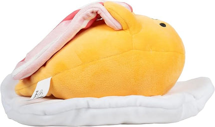 Jazwares Hello Kitty and Friends - 8” Gudetama Squishy Plush with a Bacon Blanket - Officially Licensed Sanrio Product Ages 6+