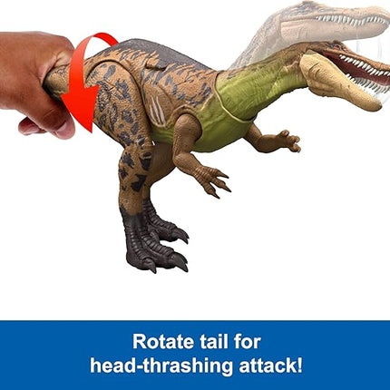 Mattel Jurassic World Chaos Theory Gigantic Trackers Suchomimus Dinosaur Action Figure, Large Species Toy with Thrash Attack & Chomp, Digital Play