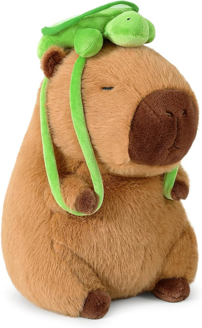 Ditucu Cute Capybara Plush with Turtle Backpack Soft Capibara Stuffed Animal Plushies Toys Hugging Gifts for Kids Brown 17 inch