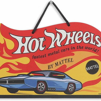 Mattel Hot Wheels Fastest Cars Hanging Metal Sign - Retro Hot Wheels Sign for Kids' Bedroom or Man Cave