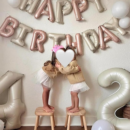 Smlpuame 40 Inch Beige Number 5 Balloons for 5th Birthday Decorations Boys Girl, Giant Self-Sealing Cream Foil Number 0-10 White Sand Balloon for Women Men Party Anniversary Baby Shower Supplies