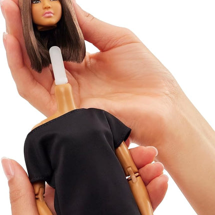 Barbie Basics Model 01 Collector Doll with Brunette Hair, Black Mini Dress & Shoes, Universal-fit Fashions, Posable Body & Swappable Doll Head
