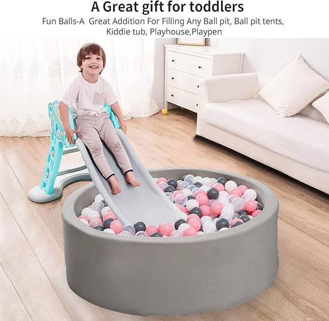 Ball Pit Balls Pack of 100 200 500 - Star and Round Set BPA Free Phthalate Free Non-Toxic Crush Proof Play Balls Soft Plastic Balls for Toddlers Baby Kids Birthday Pool Tent Party