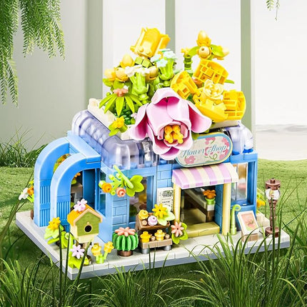 Flower House Shop Building Set – Flower Garden Building Toys, Colorful Building Block Flowers Kit, STEM Construction Bricks for Kids Ages 6+, Gift Idea for Craft Lovers