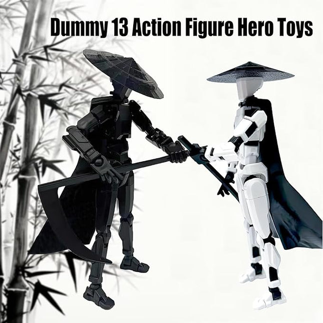 2 Packs T13 Action Figure Set (Assembly Completed) - Titan 13 Robot Movable, 3D Printed Articulated, Full Body Mechanical Doll - Christmas Birthday Gift for Kids Adult (G+S)