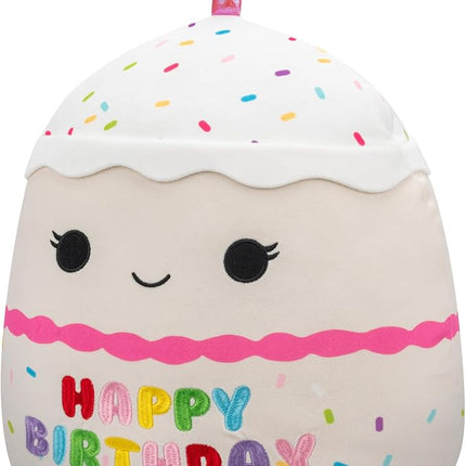 Squishmallows Original 14-Inch Lyla Vanilla Birthday Cake with Rainbow Sprinkles Embroidery - Official Jazwares Large Plush