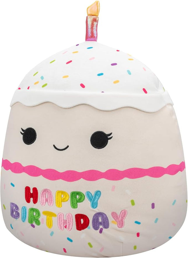 Squishmallows Original 14-Inch Lyla Vanilla Birthday Cake with Rainbow Sprinkles Embroidery - Official Jazwares Large Plush