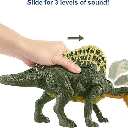 Jurassic World Toys Roar Attack Ouranosaurus Camp Cretaceous Dinosaur Figure with Movable Joints, Realistic Sculpting, Strike Feature & Sounds, Herbivore, Kids Gift 4 Years & Up