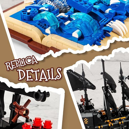 Black Pearl Ship Grimoire Book Building Blocks Toy Set,Gift for Adults and Kids (919pcs)