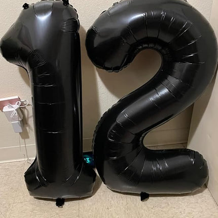 Smlpuame 40 inch Number Balloon 0-9 Black Large Number 22 Balloons,Digital Balloons for Birthday Party Celebration Decorations Supplies, Helium Foil Number Balloons for Wedding Anniversary