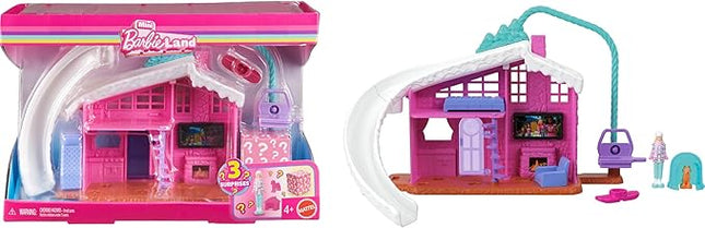 Barbie Mini Land Doll House Sets, Mini Dreamhouse with Surprise 1.5-inch Doll, Furniture & Accessories, Plus Elevator & Pool (Styles May Vary)
