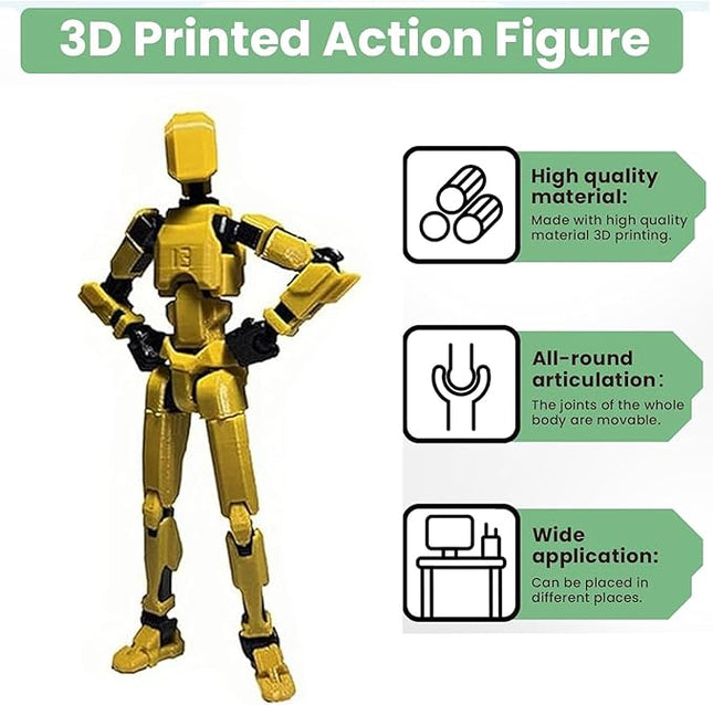 5PCS Assembly Completed T13 Action Figure 3D Printed Multi-Jointed Movable,Lucky 13 Action Figures,Multi-Articular Action Figures,Desktop Decorations,Creative Gifts (5 Colors)