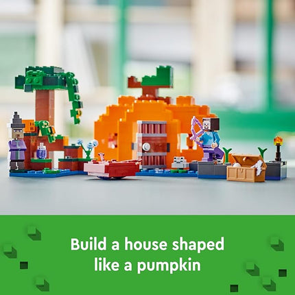 LEGO Minecraft The Pumpkin Farm - Building Toy for Kids Age 8+ - Toy for Boys, Girls, & Gamers W/Steve Minifigure, Witch, & More - 21248