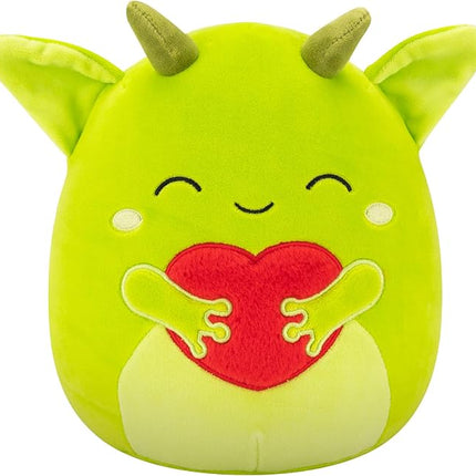 Squishmallows Original 8in Fitzy The Green Goblin Holding Fuzzy Heart – Official Jazwares Valentine Plush (Little)