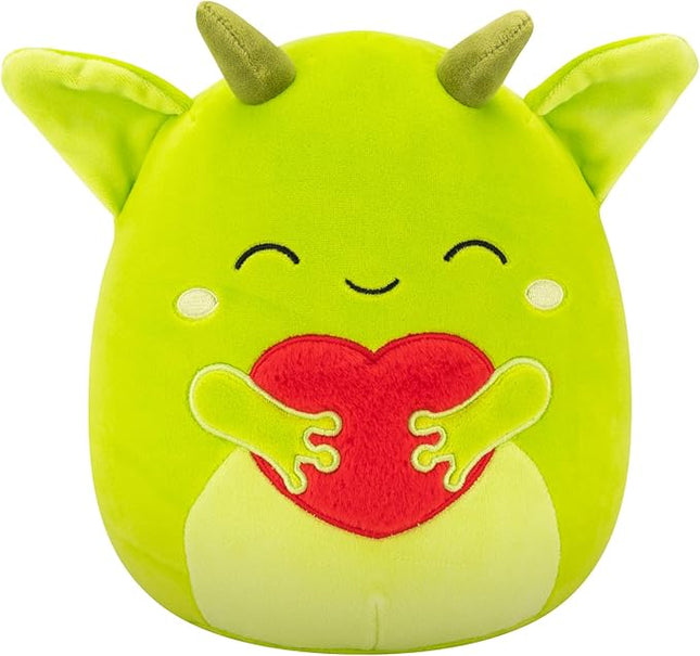 Squishmallows Original 8in Fitzy The Green Goblin Holding Fuzzy Heart – Official Jazwares Valentine Plush (Little)