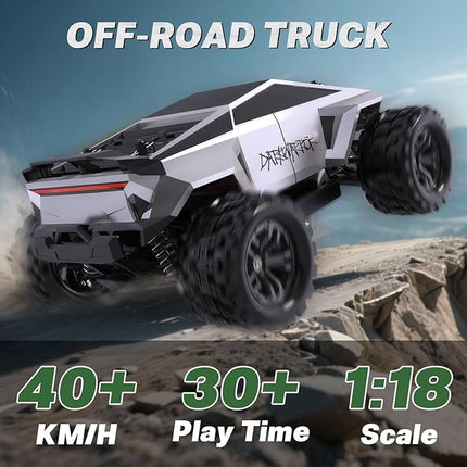 Fast RC Car Toys for Adults, 1:18 Scale RC Monster Truck Max 40 KPH High Speed 4WD Electric Vehicle with 2.4 GHz Remote, Kids Off-Road RC Cars, Birthday Gifts for 8+ Year Old Boys