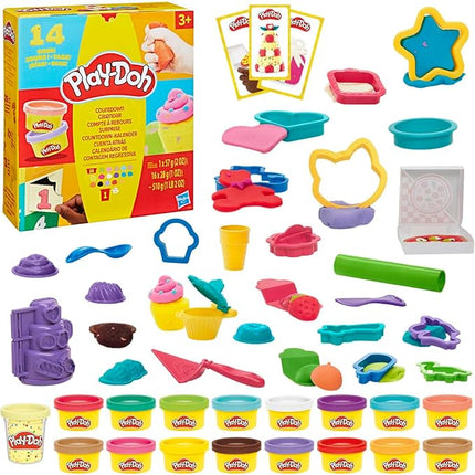 Play-Doh Advent Calendar for Kids 3+, 14 Days to Birthday, Vacation, Party, Back to School, & More, Surprise Arts & Crafts Activities, 26 Accessories & 17 Colors (Amazon Exclusive)
