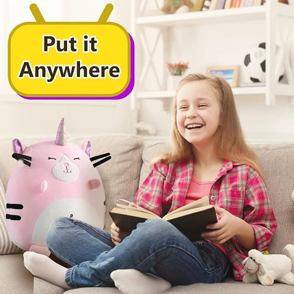 Marsjoy 8" Pink Caticorn Plush Pillow Toy Squishy Stuffed Animal Plushie Cute Cat Unicorn Huggable Toy Kawaii Soft Cushion for Girl Kid Birthdays Christmas
