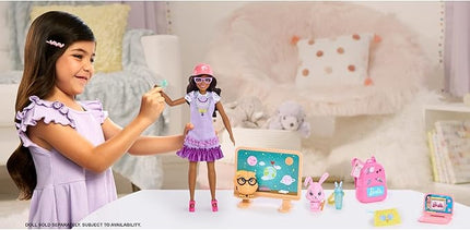 Barbie My First Barbie Accessories, Story Starter School Pack with Chalkboard & Classroom Pets, Sized to Dolls in 13.5-inch Scale
