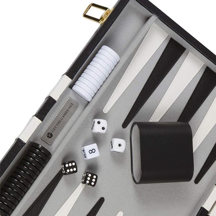 Get The Games Out Top Backgammon Set - Classic Board Game Case - 2 Players - Best Strategy & Tip Guide - Available in Small, Medium and Large Sizes (Black, Medium)