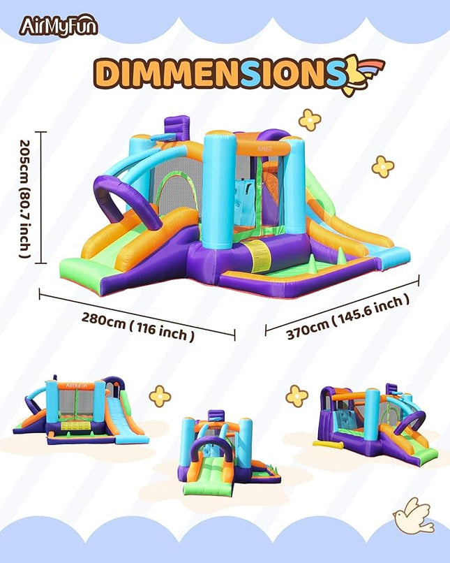 AirMyFun Bounce House for Kids and Toddler, Inflatable Bouncy Castle with Blower Outdoor Indoor Backyard Jumping House with Slide (82003)