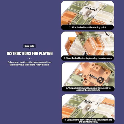 Large Labyrinth 3D Puzzles Maze Cube - Engaging Brain Teaser Toy, 3D Ball Maze, 3D Puzzle Ball Labyrinth Cube for Kids and Adults (2PCS)