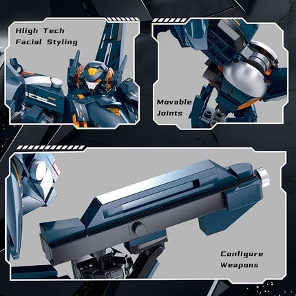 Mech Robot Transforming Building Blocks Set for Adults, Blue City Protector Mecha Model Action Figures, Cool Creative Robots STEM Toys Gift for Teens Boys, 569 Pieces