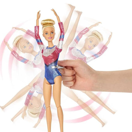 Barbie Careers Playset, Blonde Gymnast Doll with Balance Beam, Twirling Toy & 15+ Accessories Including Clothes, Hoops, Trophy & More