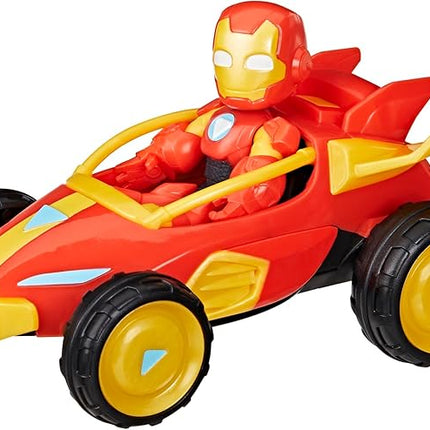 IRON MAN AND HIS AWESOME FRIENDS Marvel Iron Racer Action Figure & Toy Vehicle, 3-Inch Action Figures, Super Hero Toys for Kids, Ages 3+
