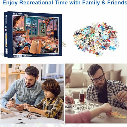 500 Piece Puzzles for Adults Cozy Room 20.5 x 15 Inch 500 Piece Jigsaw Puzzles for Kids Adults Puzzles 500 Pieces for Adults Holiday Educational Challenge Toy