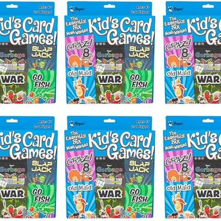 Regal Games Card Games for Kids - Go Fish, Crazy 8's, Old Maid, Slap Jack, Garbage Monsters, War - Simple & Fun Classic Family Table Game Sets (6 x 6)