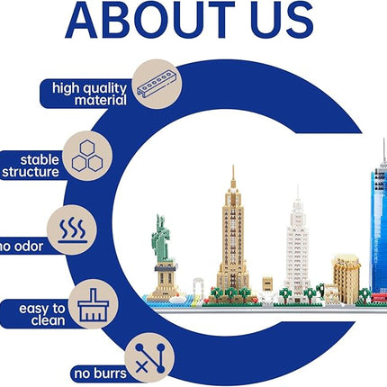New York Skyline Micro Mini Building Blocks Set for Adults World Famous Landmark Series Architecture Model Kit Toys Gift for Kids 8-12 Ages（3452 Pieces）