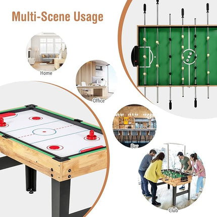 Goplus 10-in-1 Combination Multi Game Table Set, Adult Size Combo Game Table W/Foosball, Table Tennis, Pool, Air Hockey Table, Bowling, Chess, Checkers, Backgammon for Game Night