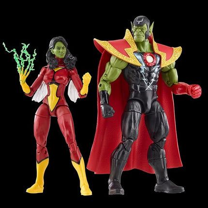 Marvel Legends Series Skrull Queen and Super-Skrull, Avengers 60th Anniversary Collectible 6 Inch Action Figures, 9 Accessories