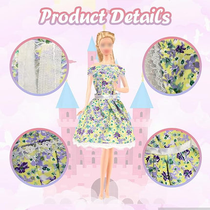 25 PCS Doll Clothes for 11.5 inch Girl Doll Including 3 Flower Dress 2 Seqien Dress 3 Casual Wear 2 Fashion Dress 2 Swimwear 10 Pair of Shoes Birthday for Girls Style in Random