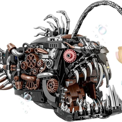 Mechanical Angler Fish Building Block Set - STEM Toys for Boys & Girls 8-14+, Deep Sea Ocean Creature Kit, Home/Office Decor with Light, Great Gift for Kids & Adults(1038+Pieces)