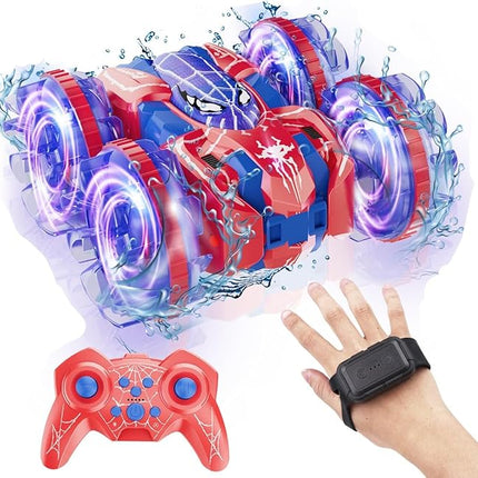 4WD Waterproof RC Car, 2.4 GHz Land & Water Remote Control Car Remote Control Boat for kids, 360°Rotation RC Truck Stunt Cars with LED Lights, Boys Girls Gifts All Terrain Water Beach Pool Toy