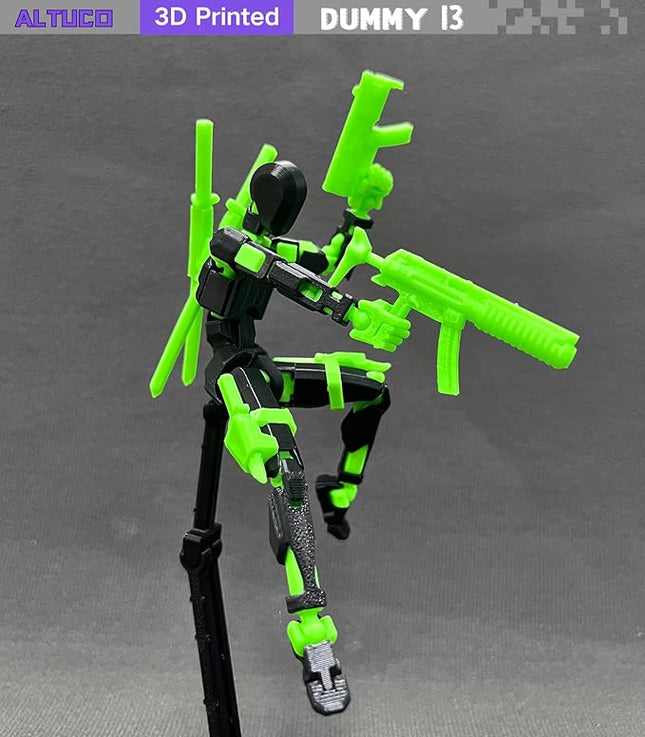 T13 Action Figure with Lots of Accessories,3D Printed Multi-Jointed Titan13 Figure,Black Dummy 13 Desktop Decorative Toy