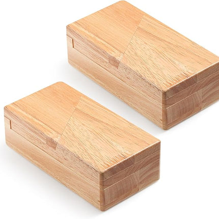 Zhanmai 2 Pack Christmas Puzzle Box Gift Wooden Magic Impossible Dovetail Box Secret Money Case Mini 3D Brain Teaser Case for Valentines Girlfriend Cash Adults Teens(Rectangle,Wood Color)