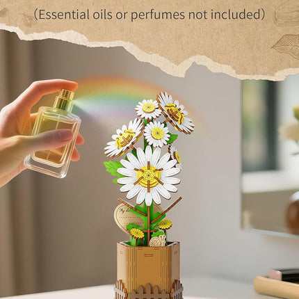 3D Flower Wooden Puzzles for Adults-Daisy, Wooden Flowers Model Kit Set DIY Crafts to Build, Mother's Day/Botanical Collection/Ideal Creative Gift Ideas/Housewarming
