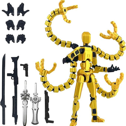 Already Assembled T13 Action Figure Accessories,T13 Multi-Jointed Movable,for Collectors Desktop Decorations t-13 Movability 3D Printed Toys (Golde)