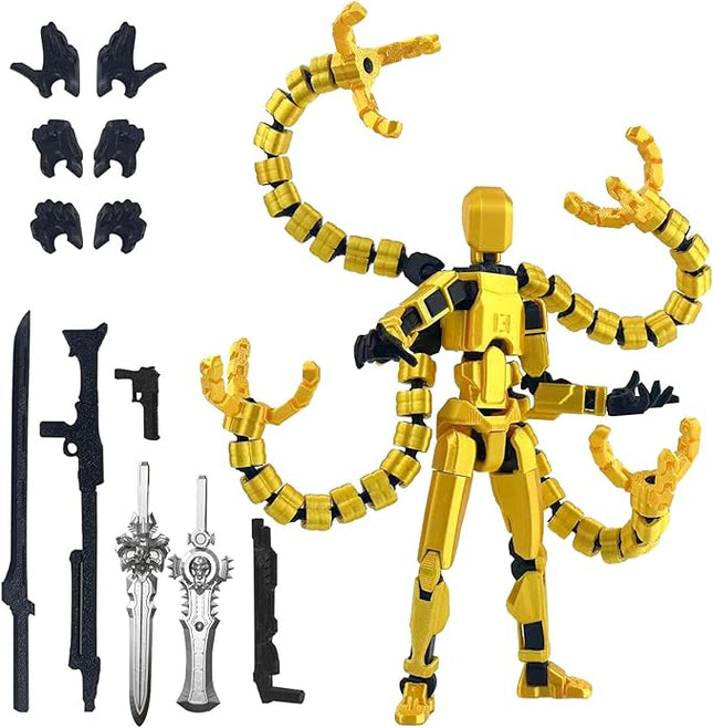 Already Assembled T13 Action Figure Accessories,T13 Multi-Jointed Movable,for Collectors Desktop Decorations t-13 Movability 3D Printed Toys (Golde)