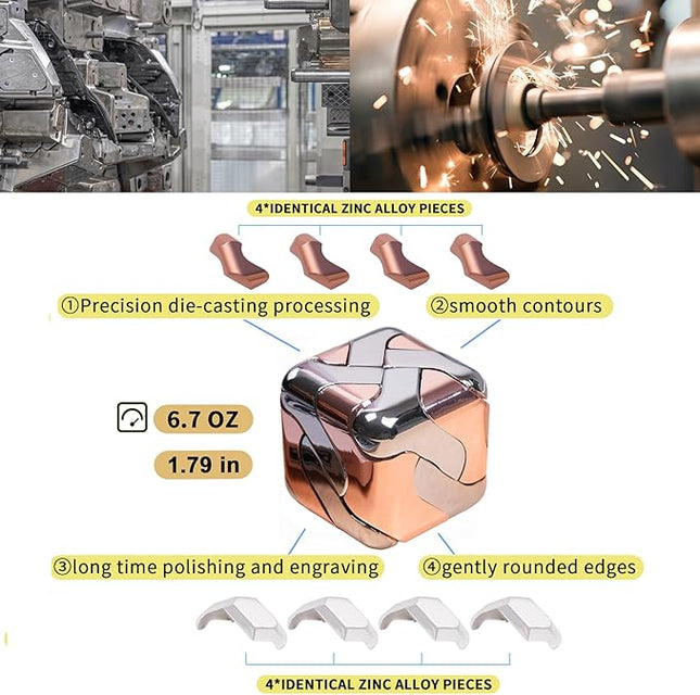 Metal-Puzzles Brain-Teaser 3D-Toys: Fidget-Toys Cool-Gadgets-Stuff Square-Cube-Box Puzzle-Toy ADHD Tools Stress Relief Gift for Kid Children Teen Adult Office Home School Christmas