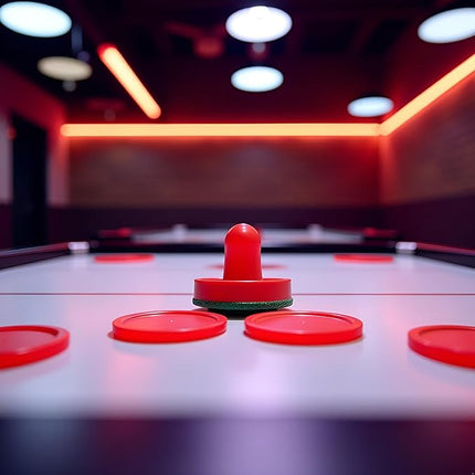 2 Pcs Red Air Hockey Pushers and Air Hockey Pucks Great Goal Handles Paddles Replacement Accessories for Game Tables, Air Hockey Tables and Equipment