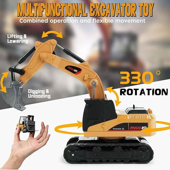 Microcrew Mini Rc Construction Series – Pocket Dump Truck, Excavator & Forklift Set, 1/64 Small 2.4ghz Remote Control Alloy Car Pocket Construction Vehicles Birthday Gifts for Boys and Girls