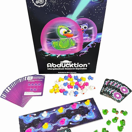 Abducktion - IntergalacDuck Research Expansion Pack, 25-30 Minutes, Additional Cards, 2 More Boards for up to 6 Players, and Glitter Ducks!
