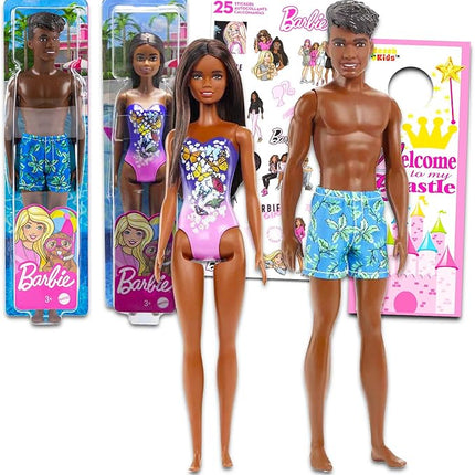 Barbie and Ken Doll Set for Kids - Bundle with Beach Barbie Doll and Ken Doll for Girls Plus Stickers | Barbie and Ken Beach Doll Pack