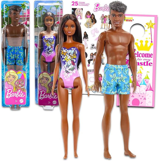 Barbie and Ken Doll Set for Kids - Bundle with Beach Barbie Doll and Ken Doll for Girls Plus Stickers | Barbie and Ken Beach Doll Pack