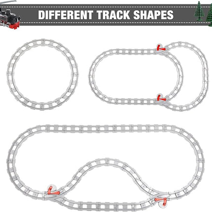32 Pieces Train Tracks, Classic Railway Track with 20 Curved Tracks, 10 Straight Tracks and 2 Switches Tracks - Compatible with All Major Brands, Toy Track Accessory for Kid, Light Grey