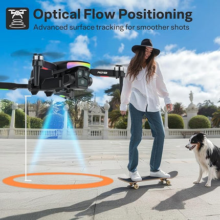 Drone with 1080P Camera Screen Remote Control,RGB LED Light FPV Drone Quadcopter for Adults Beginners,Headless Mode Altitude Hold Optical Flow Positioning,One Key Start/Land Foldable,3 Speed Modes
